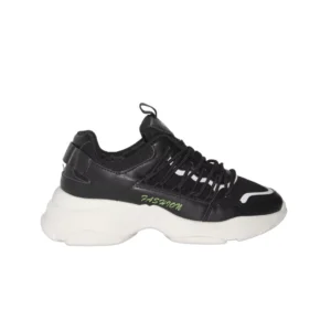 Women Sneakers – Black with White Sole, Casual and Comfortable Footwear